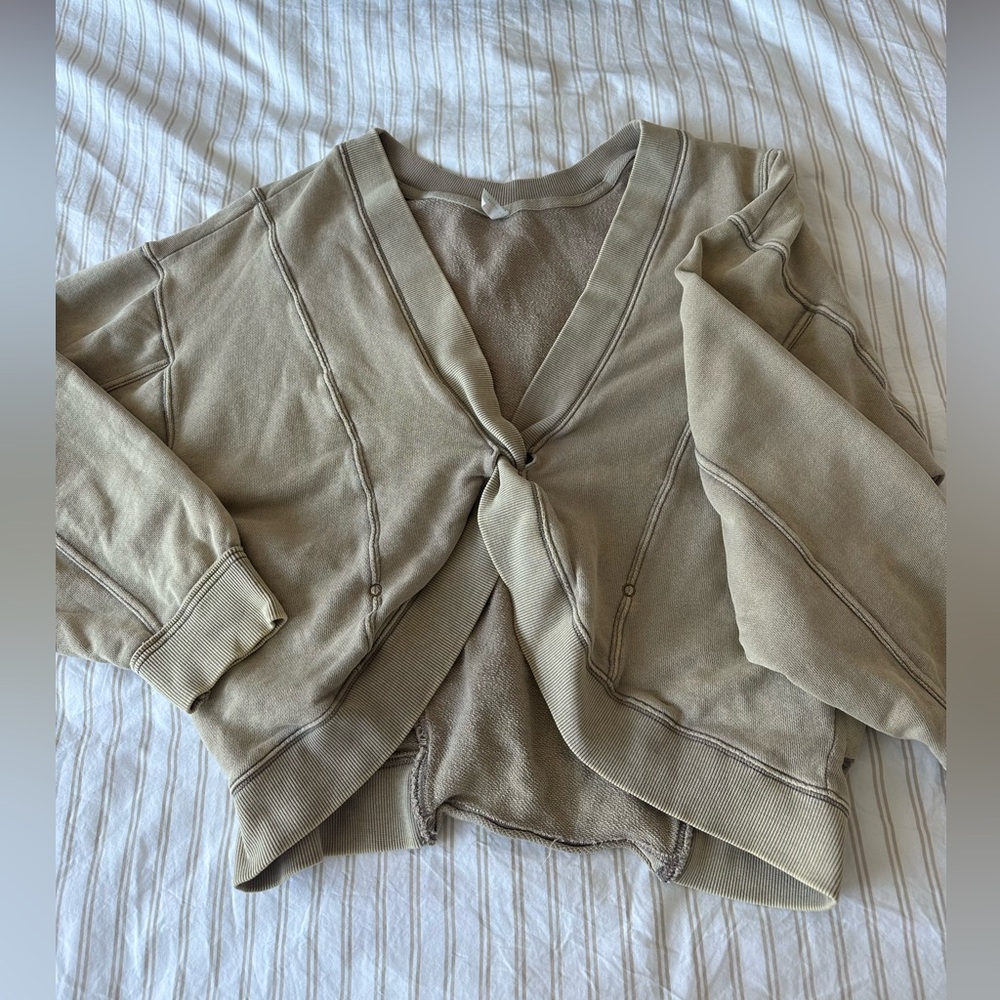 Free People Movement - Knot Front Sweatshirt in Light Taupe